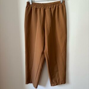 Womens Elastic Waist Straight-Leg Pants - Brown